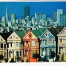 California Postcard San Francisco Skyline Victorian Homes