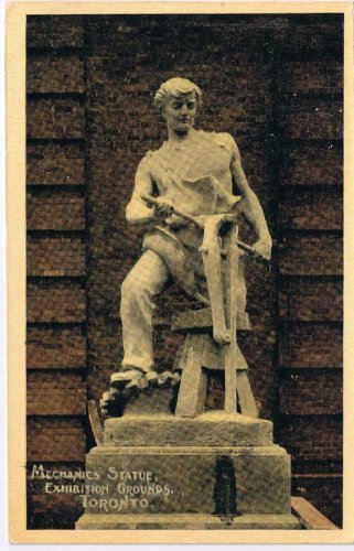 Ontario Postcard Toronto Mechanics Statue Canadian National Exhibition CNE