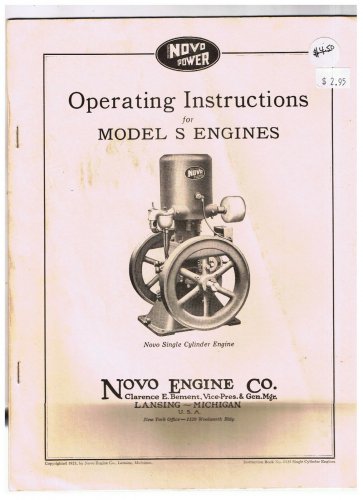 Novo Power Model S Engines Operating Instructions