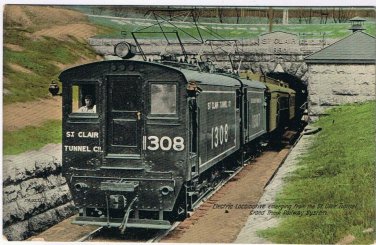 Postcard Train Electric Locomotive St Clair Tunnel Grand Trunk Railway System