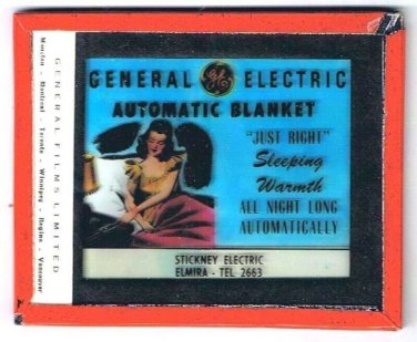 Magic Lantern Glass Slide General Electric Automatic Blanket Advertising