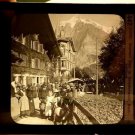 Magic Lantern Glass Slide Market Day in Grindewald Switzerland Keystone 1870s