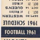 Matchbook Cover Football 1961 Varsity Stadium Toronto Ontario