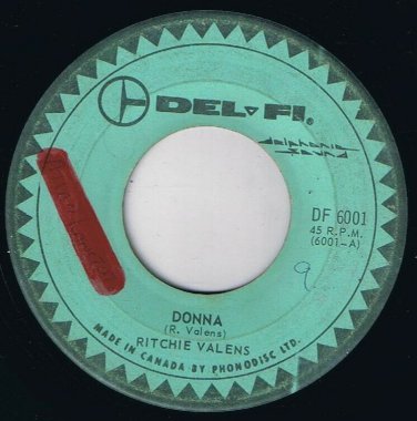 Ritchie Valens Donna 45 rpm La Bamba Del-Fi Records Canadian Pressing