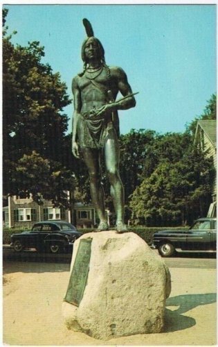 Plymouth Massachusetts Postcard Statue Massaoit Protector of the Pilgrims