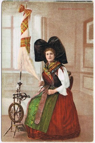 Postcard Elsasserin Alsacienne Young Lady Spinning Wool