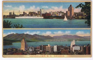 British Columbia BC Postcard Vancouver From Land & Sea Cruise Ship