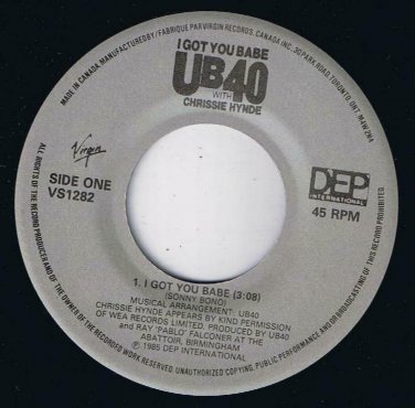 UB40 I Got You Babe 45 rpm Nkomo A Go Go Canadian Pressing