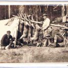 Hunting Postcard RPPC Hunting Camp 3 Men & 4 Deer Tent