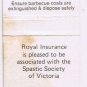 Matchbook Cover Royal Insurance Familyshield Spastic Society Victoia Australia