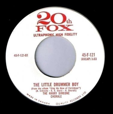 Harry Simeone Chorale Little Drummer Boy 45 rpm Die Lorelei