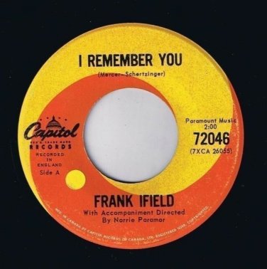 Frank Ifield I Remember You 45 rpm I Listen To My Heart