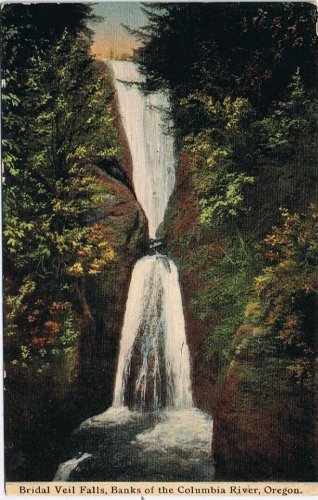 Postcard Bridal Veil Falls Banks Of Columbia River Oregon