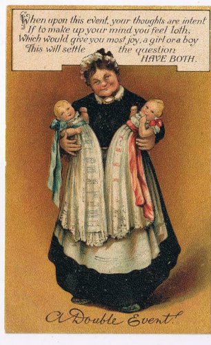 Comic Postcard Double Event Boy Or Girl How About Both
