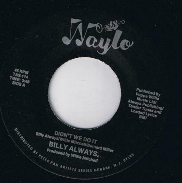 Billy Always Didn't We Do It 45 rpm More Than A Minute