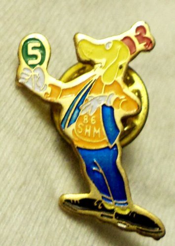 Goofy Lapel Pin 86 SHM Holding Number 5 1" Tall