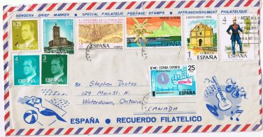 Stamps Spain Envelope Cover Many Pictoral Stamps