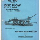 Massey Harris No 400 Disc 402-2 403-3 404-4 Plow Illustrated Repair Parts List