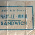 France Restaurant Wax Paper Sandwich Bag Buffet de la Gare Paray Le Monial