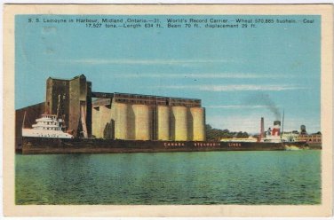 Postcard SS Lemoyne In Harbour Midland Ontario