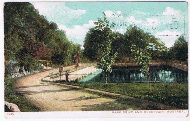 Quebec Postcard Montreal Park Drive & Reservoir 1905