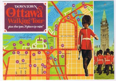 Postcard Downtown Ottawa Walking Tour Map Ottawa Ontario