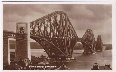 Postcard RPPC Forth Bridge Edinburgh Scotland UK