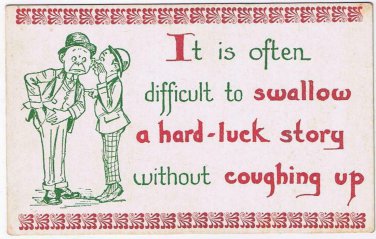 Comic Postcard Difficult Swallow A Hard Luck Story Withour Coughing Up Bamforth