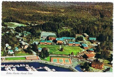 Sitka Alaska Sheldon Jackson College Aerial Postcard