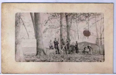 Hunting Postcard RPPC Hunting Party Military Uniform Table Buckets