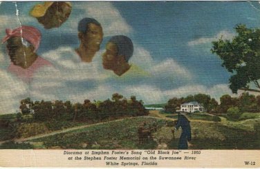 Postcard Diorama Stephen Foster Old Black Joe Suwanee River White Springs FL