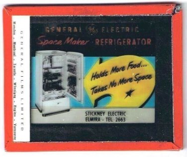 Magic Lantern Glass Slide General Electric Space Maker Refrigerator Advertising