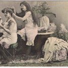 Postcard Two Women Dressing Make Up