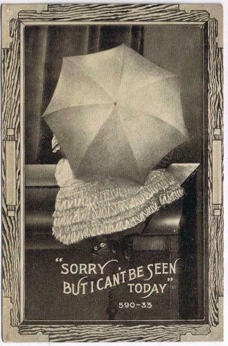 Postcard Embossed Sorry But I Can't Be Seen Today