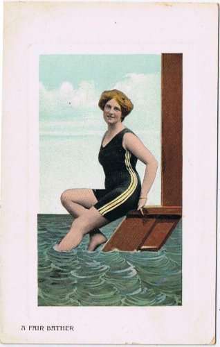 People Postcard RPPC A Fair Bather