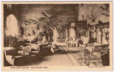 United Kingdom UK Postcard Warwick Castle The Great Hall H B & Son