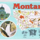 Postcard Greetings From Montana Pictoral Map Blue