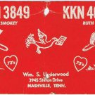 QSL Radio Card From Nashville Tennessee KKN3849 Ole Smokey KKN4040 Ruth