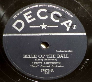 Leroy Anderson Blue Tango 78 rpm Belle Of The Ball Decca 27875