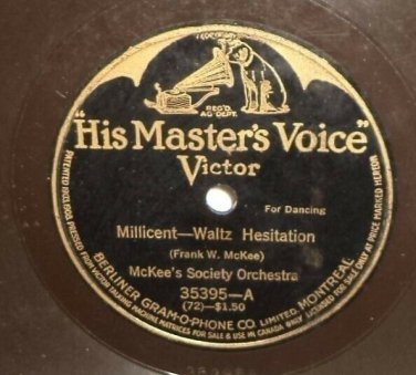 McKee's Society Orchestra Millicent Waltz 78 rpm 12" LP Mighty Lak A Rose