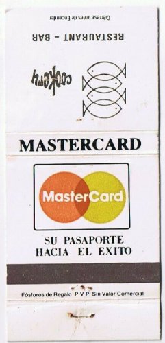 Matchbook Cover Cookery Restaurant Bar Caraballeda Venezuela Mastercard
