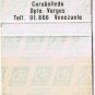 Matchbook Cover Cookery Restaurant Bar Caraballeda Venezuela Mastercard