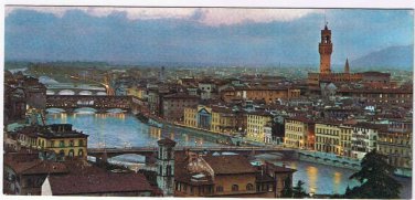 Italy Postcard Firenze Florence View Of The Bridges  2 3/4" x 6"