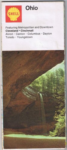 Roadmap Shell Ohio 1971 Cleveland Cincinnati Canton Columbus Toledo Ash Cave