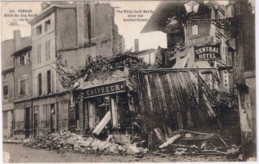 Postcard WWI Hotel Coq Hardy After Bombardment Verdun France