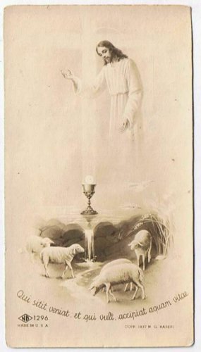 Jesus with Sheep Prayer Card Priest Ordination 1944 St Clements Church Preston