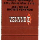 Indiana Matchbook Cover Indianapolis Bonanza Sirloin Pit No. 1237