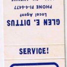 Matchbook Cover Maywood IL Glen E Dittus State Farm Insurance