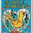 Vintage Sarcastic Valentine Card T.C.G. 1950s Your Voice Is Like A Canary