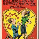 Vintage Sarcastic Valentine Card T.C.G. 1950s Happiest Boy In The World